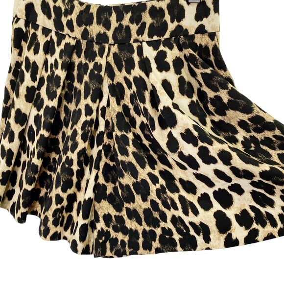 Zara Basics Shorts Womens Small Brown Black Leopard Print Pleated Pockets - Picture 4 of 9